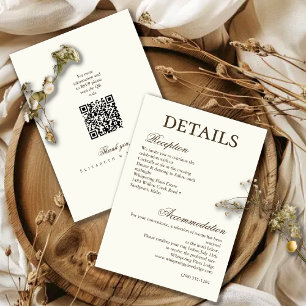 Cartão De Informações Detalhes de Casamento em Script Boho Minimalista M