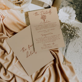 Cartão De Informações Detalhes de casamento em terracota creme boho chic