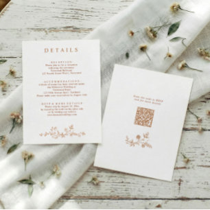 Cartão De Informações Detalhes de Casamento em Terracota Floral Vintage