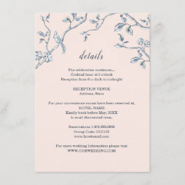 Cartão De Informações Detalhes de casamento em Toile Francesa azul e bra