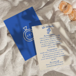 Cartão De Informações Detalhes de Casamento Exclusivo e Simples Retro Es