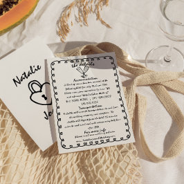 Cartão De Informações Detalhes de Casamento Exclusivos Desenhados na Mão