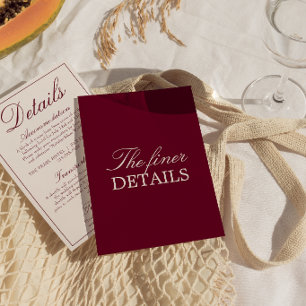 Cartão De Informações Detalhes de casamento Fancy Burgundy Cream Old Mon