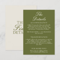 Detalhes de casamento Fancy Olive Green Old Money