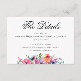 Cartão De Informações Detalhes de Casamento Floral Aquarela com Letra El