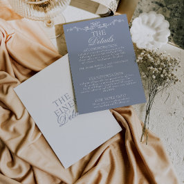 Cartão De Informações Detalhes de Casamento Floral Boho Azul Empoeirado