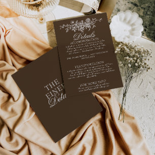 Cartão De Informações Detalhes de Casamento Floral Boho de Chocolate Mar
