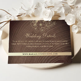 Cartão De Informações Detalhes de Casamento Floral Boho em Madeira Rústi