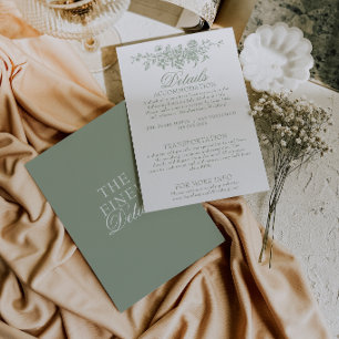 Cartão De Informações Detalhes de Casamento Floral Boho Jardim Verde Sag