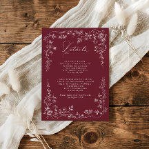 Detalhes de Casamento Floral Borgonha Vintage Fran