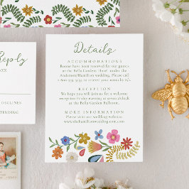 Cartão De Informações Detalhes de Casamento Floral de Arte Popular Capri