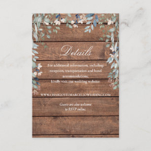 Cartão De Informações Detalhes de Casamento Floral de Flores Silvestres