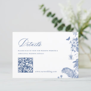 Cartão De Informações Detalhes de casamento floral de jardim francês azu