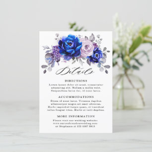 Cartão De Informações Detalhes de casamento floral de lilás roxo azul re