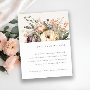 Cartão De Informações Detalhes de Casamento Floral de Outono em Aquarela