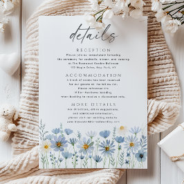 Cartão De Informações Detalhes de Casamento Floral de Sálvia Azul Empoli