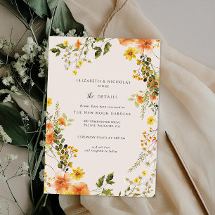 Cartão De Informações Detalhes de Casamento Floral de Verão Outono Rom