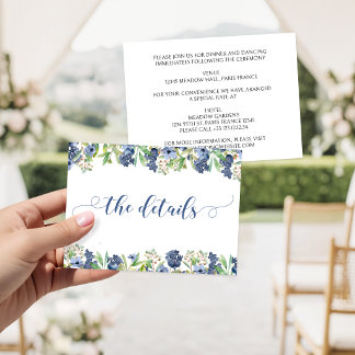 Cartão De Informações Detalhes de Casamento Floral Doce de Mirtilo Outon