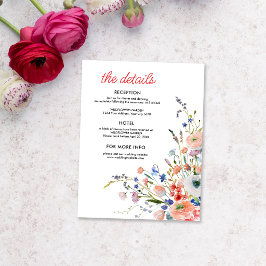 Cartão De Informações Detalhes de Casamento Floral Elegante