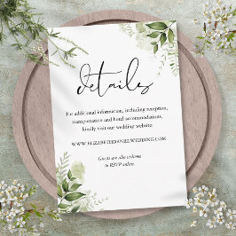Cartão De Informações Detalhes de Casamento Floral Elegante Greenery Scr
