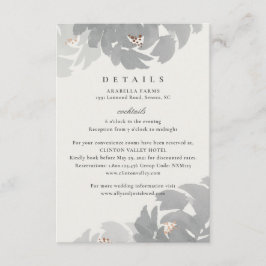 Cartão De Informações Detalhes de Casamento Floral Elegante Pintado à Mã