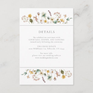 Cartão De Informações Detalhes de Casamento Floral em Aquarela Elegante