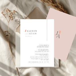 Cartão De Informações Detalhes de Casamento Floral Mínimo Rosa Elegante