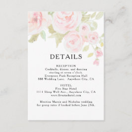 Cartão De Informações Detalhes de Casamento Floral Rosa Água-Marinha em 