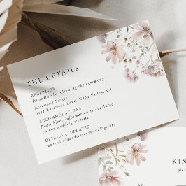 Cartão De Informações Detalhes de Casamento Floral Rosa Clássico