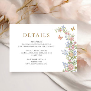 Cartão De Informações Detalhes de casamento floral rosa pastel gracioso 
