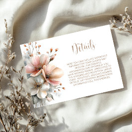 Cartão De Informações Detalhes de Casamento Floral Rosa Rústico