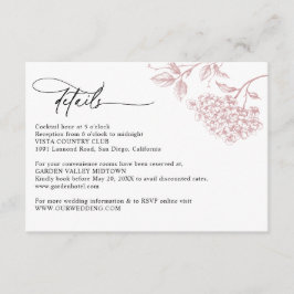 Cartão De Informações Detalhes de Casamento Floral Rosa Victorian Blush 