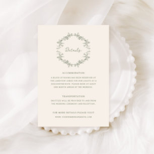Cartão De Informações Detalhes de Casamento Floral Sage Vintage Rústico