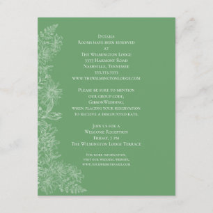 Cartão De Informações Detalhes de Casamento Floral Verde Branco Fresco  