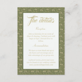 Cartão De Informações Detalhes de Casamento Floral Vintage Elegante