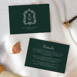 Cartão De Informações Detalhes de Casamento Floresta Verde do Brasão de 