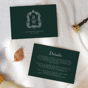 Cartão De Informações Detalhes de Casamento Floresta Verde do Brasão de