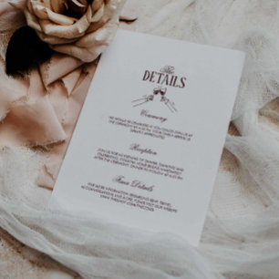 Cartão De Informações Detalhes de Casamento Formal Burgundy Modernos