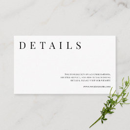 Cartão De Informações Detalhes de Casamento Formal Simples Preto e Branc