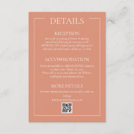 Cartão De Informações Detalhes de Casamento Formal Terracota Pastel