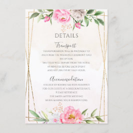 Cartão De Informações Detalhes de casamento geométrico floral em aquarel