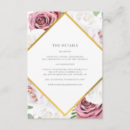 Cartão De Informações Detalhes de Casamento Geométrico Floral Watercolor