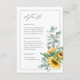 Cartão De Informações Detalhes de Casamento Girassol Eucalipto Elegante