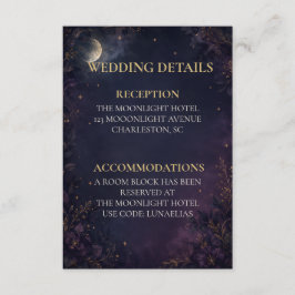 Cartão De Informações Detalhes de Casamento Gótico Celestial Editáveis e