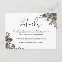 Cartão De Informações Detalhes de casamento gótico de rosas florais em S