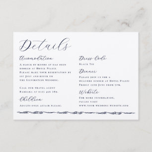 Cartão De Informações Detalhes de Casamento Ilustração Onda Script Elega