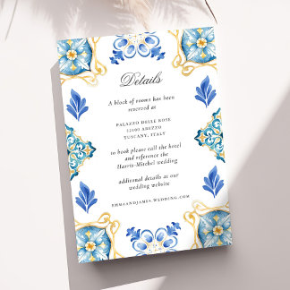Cartão De Informações Detalhes de Casamento Italiano em Aquarela Formal