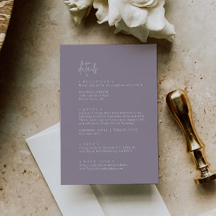 Cartão De Informações Detalhes de Casamento Lilás Roxo Moderno Chic