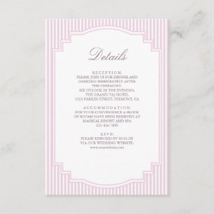 Cartão De Informações Detalhes de Casamento Listrados de Lavanda Pastel