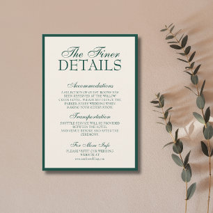 Cartão De Informações Detalhes de Casamento Luxuoso e Glamouroso Emerald
